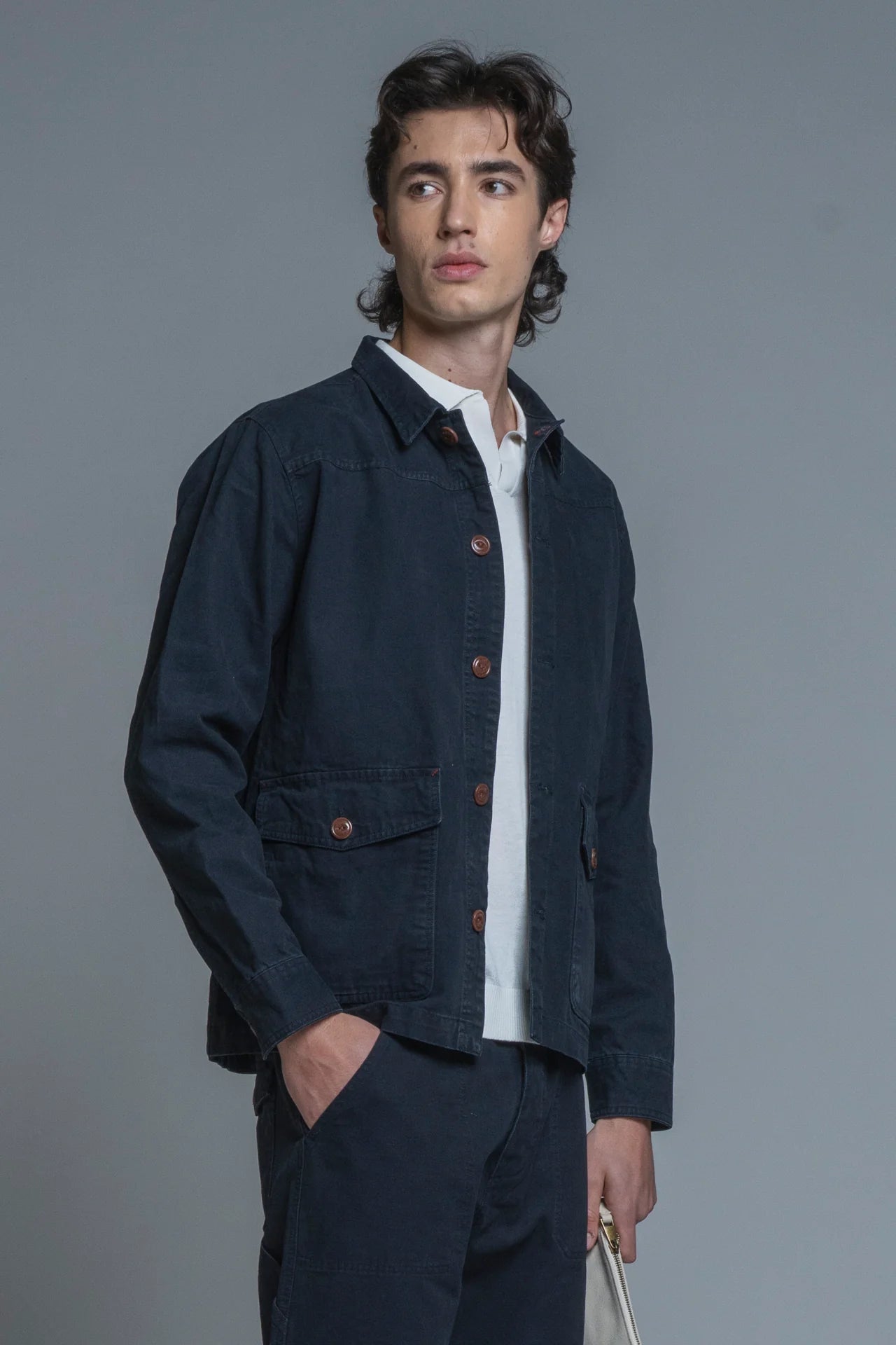 ETIENNE CPO JACKET IN CANVAS NAVY