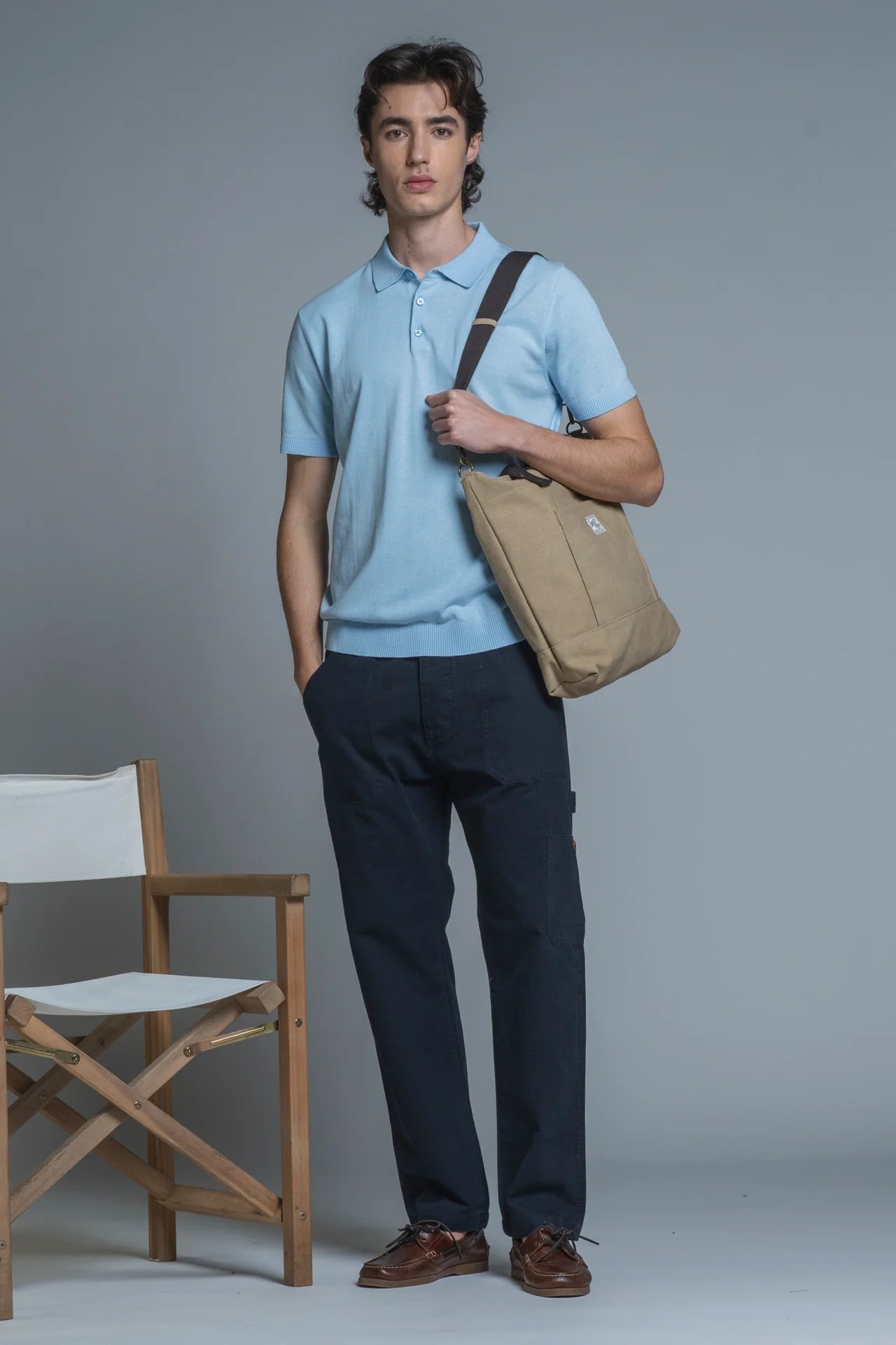 JOYCE POLO IN COTONE CREPE SKY