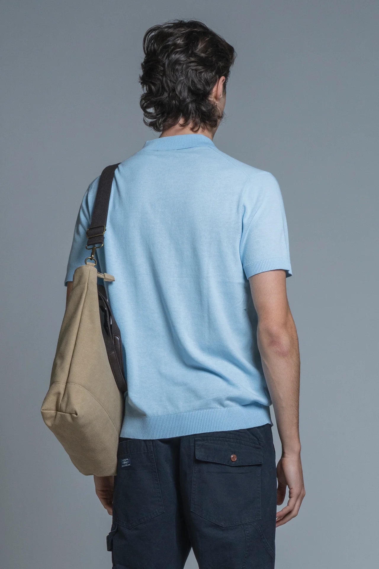 JOYCE POLO IN COTONE CREPE SKY