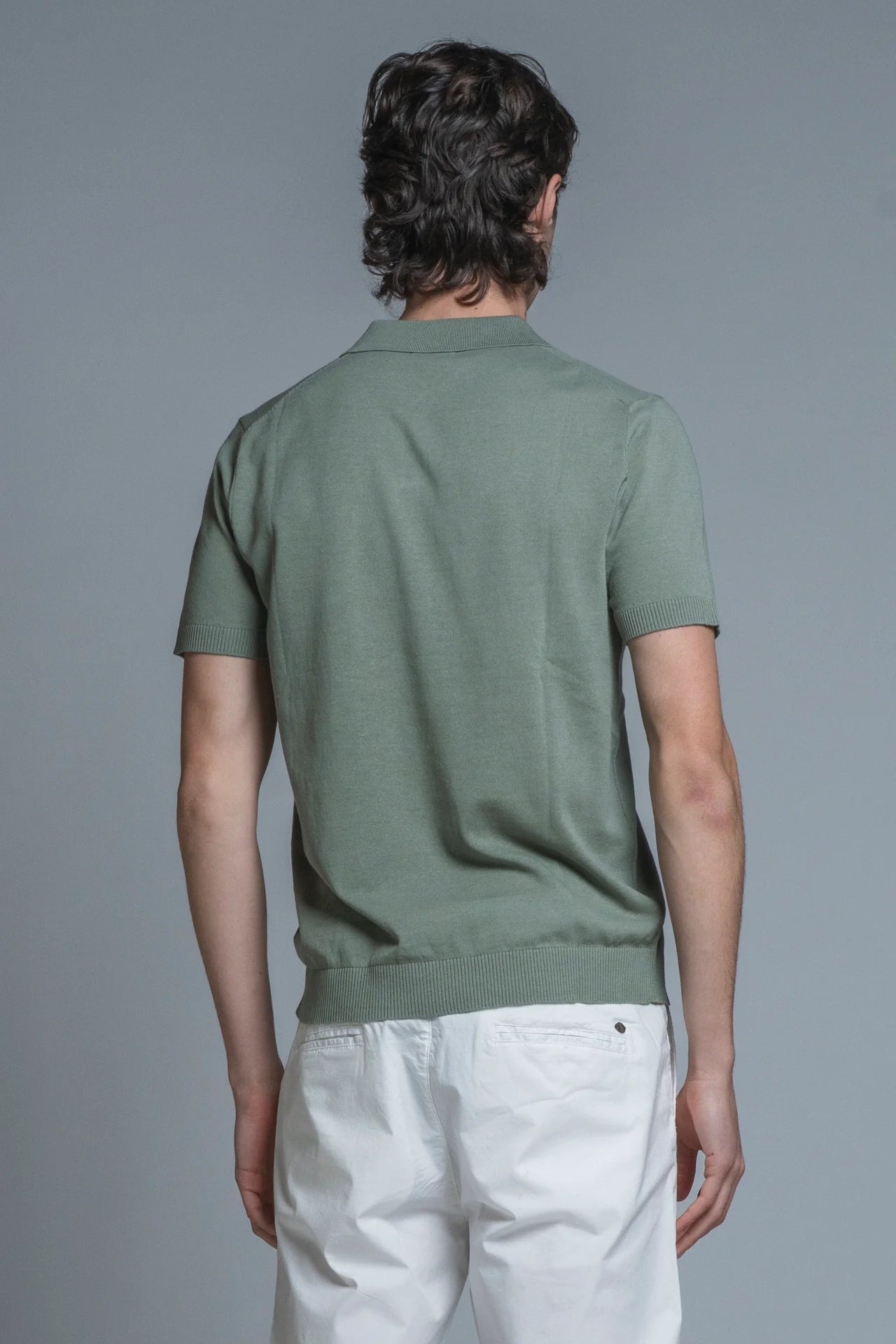 CLARK SWEATER POLO SKIPPER IN COTONE CREPE LT.GREEN