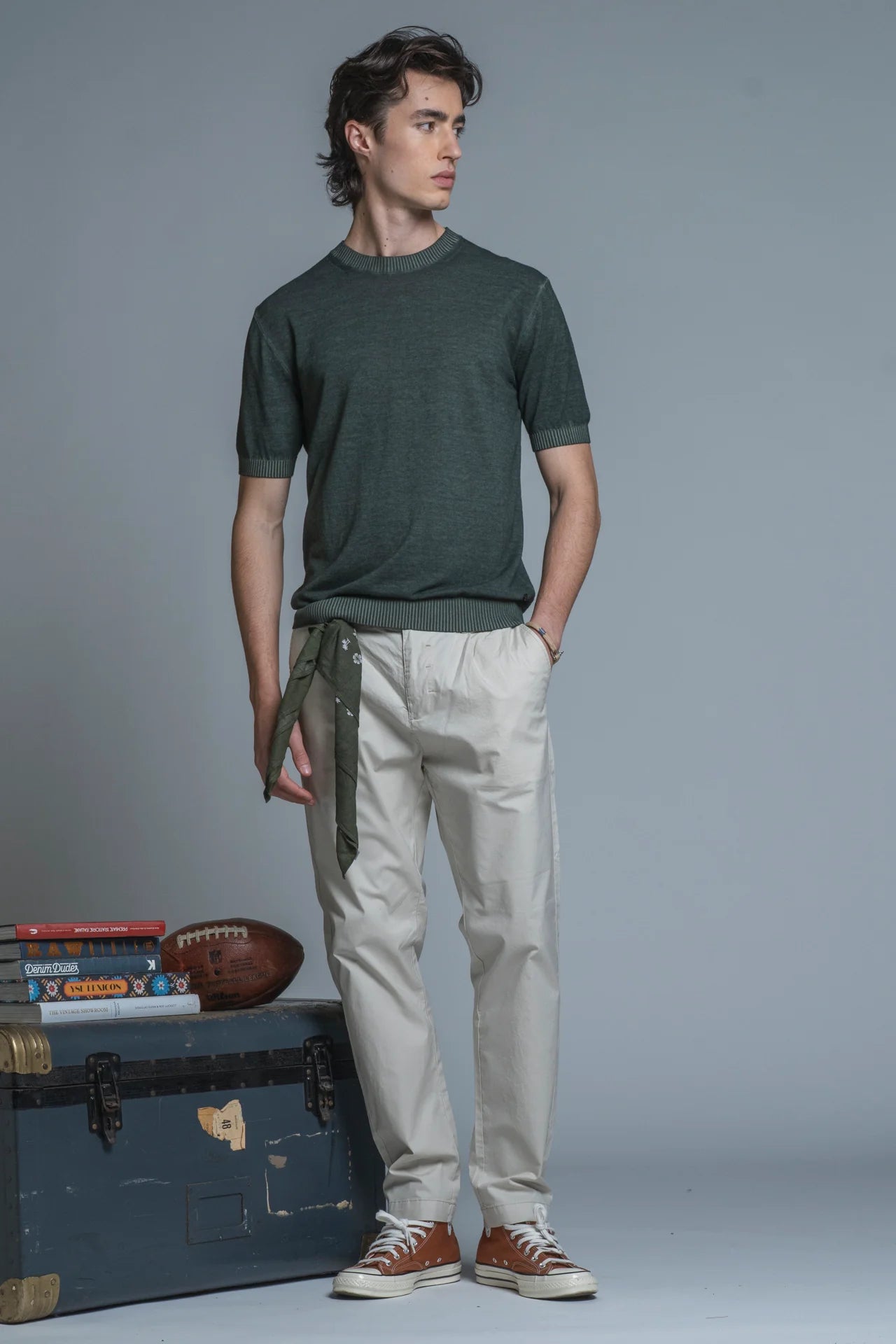 SAMUEL T-SHIRT IN COTONE CREPE GREEN
