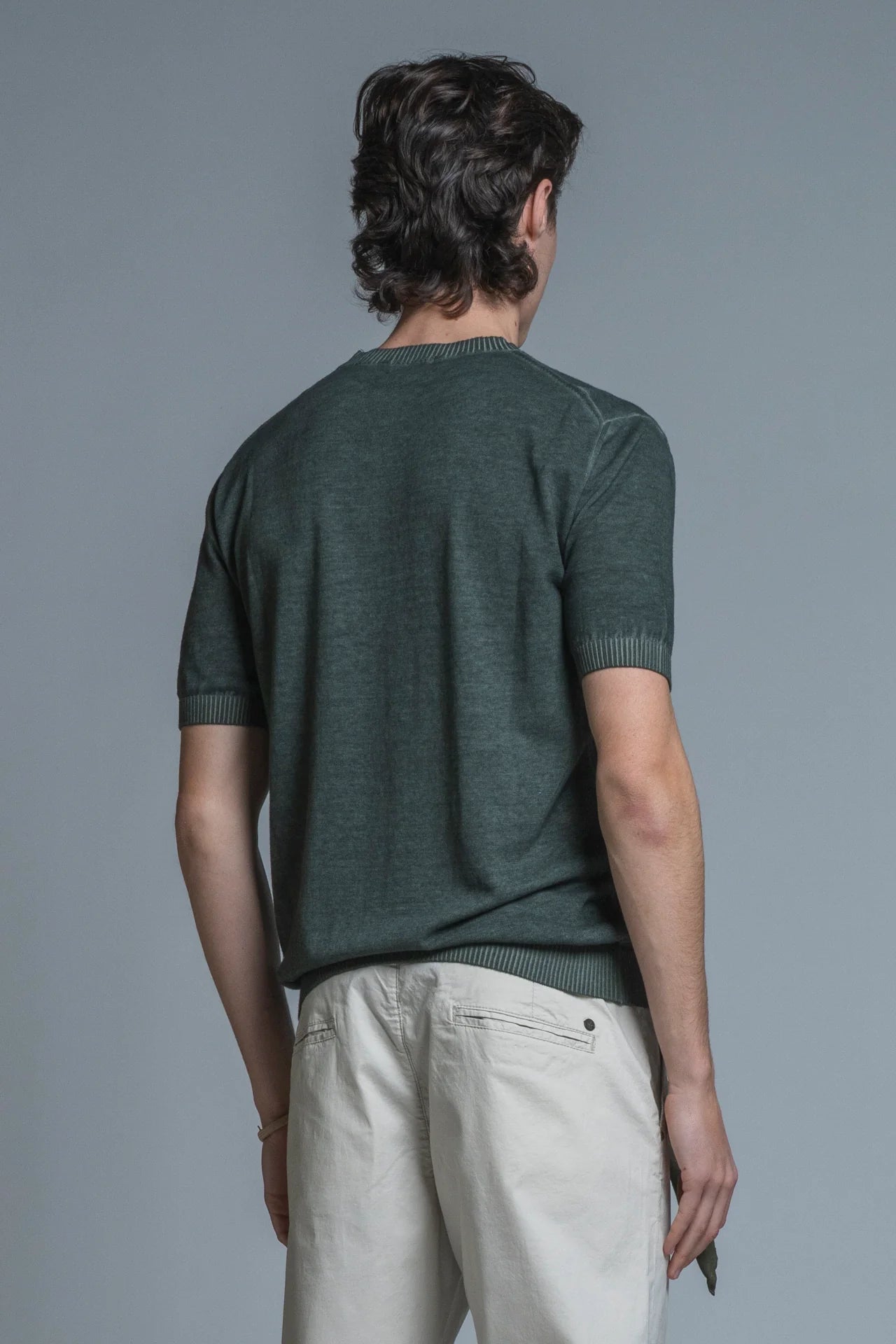 SAMUEL T-SHIRT IN COTONE CREPE GREEN