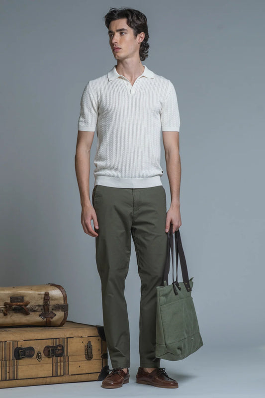 HILLS POLO CABLE IN COTONE CREPE WHITE