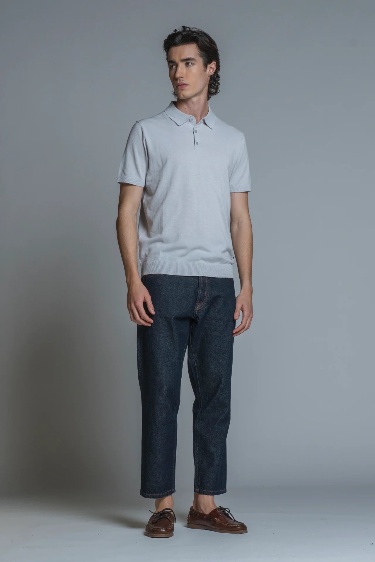 JOYCE POLO IN COTONE CREPE PEARL
