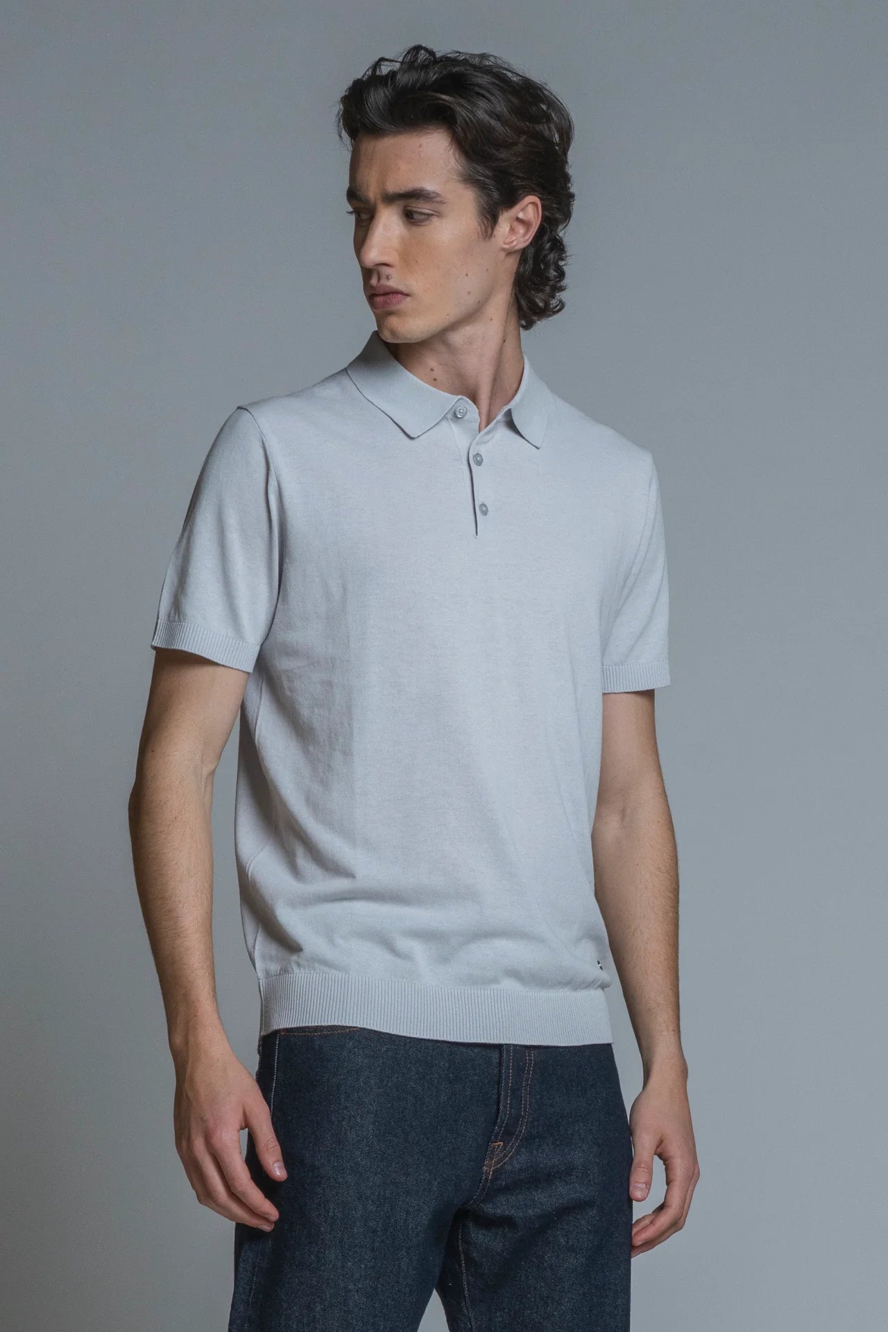 JOYCE POLO IN COTONE CREPE PEARL