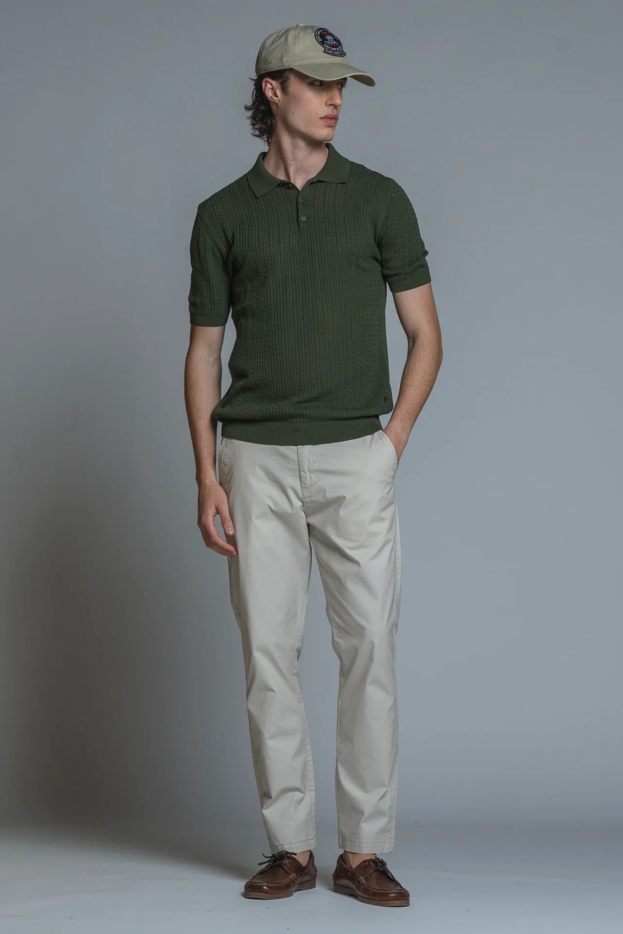 HILLS POLO CABLE IN COTONE CREPE GREEN