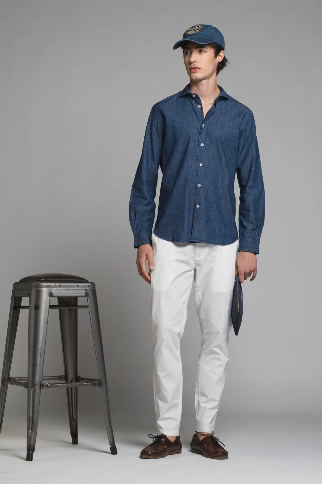 RILEY CAMICIA IN DENIM MID.BLUE