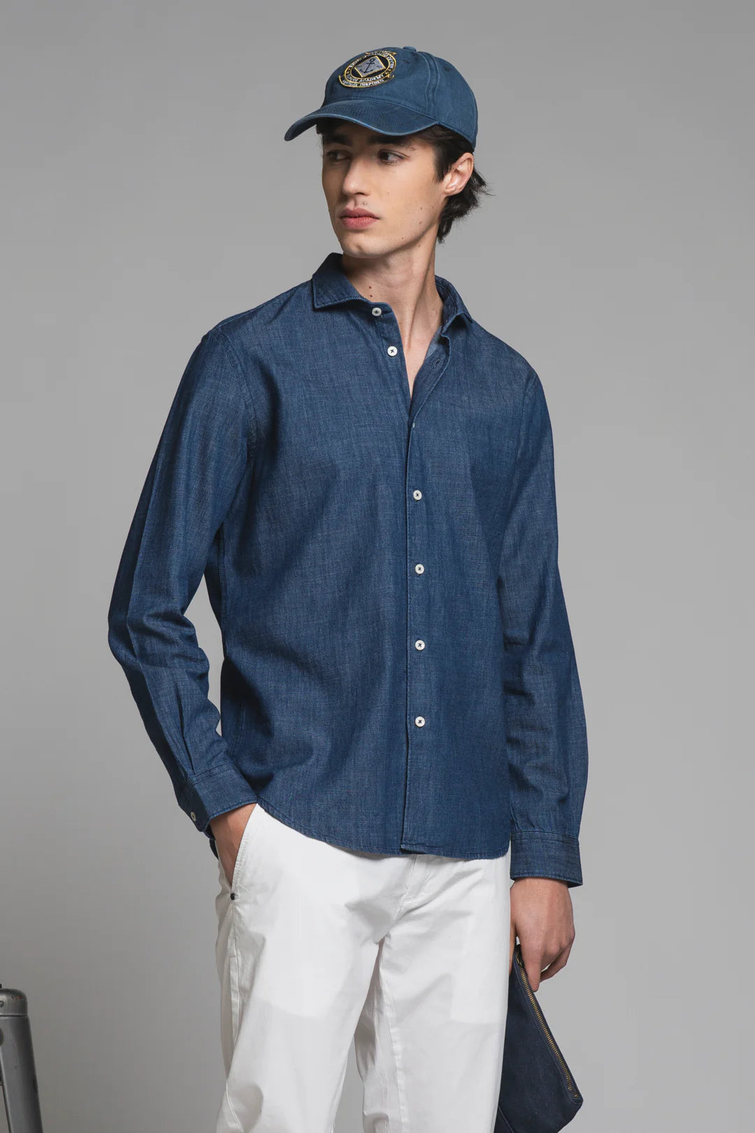 RILEY CAMICIA IN DENIM MID.BLUE