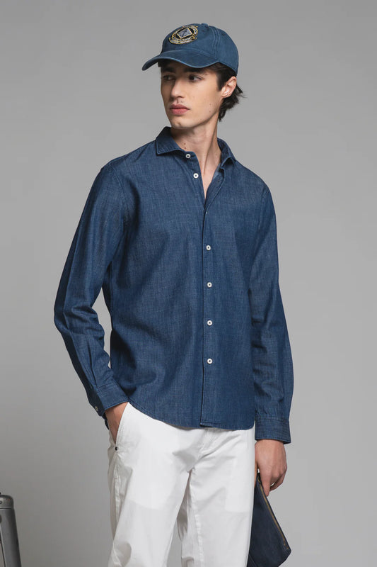 RILEY CAMICIA IN DENIM MID.BLUE