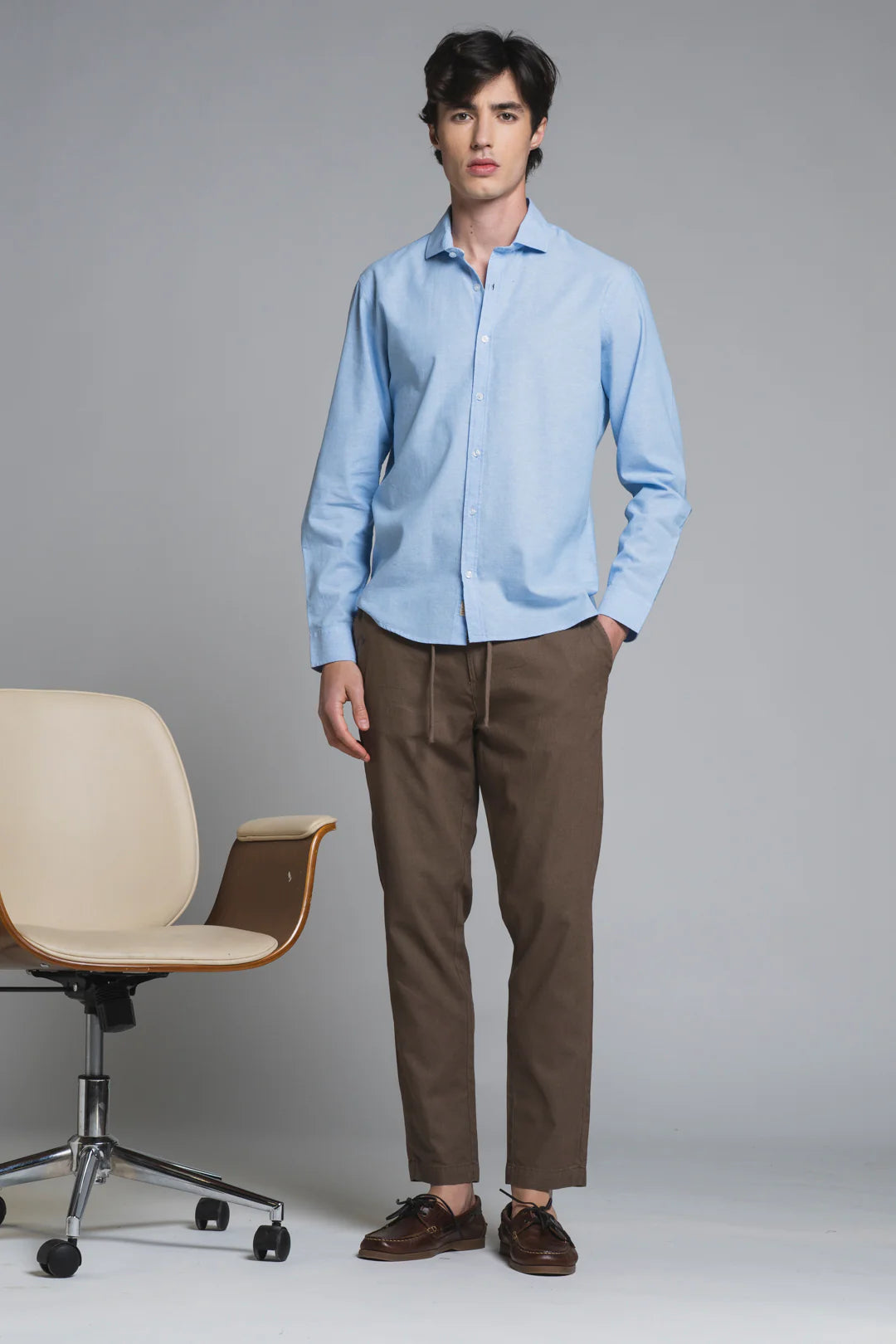MILES PANTALACCIO IN MISTO LINO CHOCCOLATE