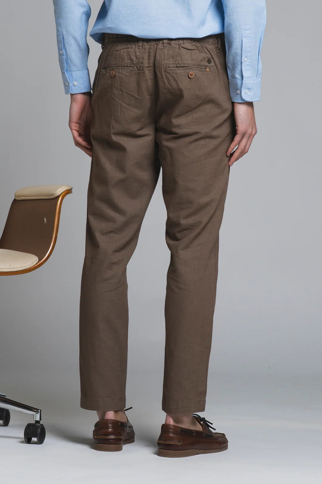MILES PANTALACCIO IN MISTO LINO CHOCCOLATE