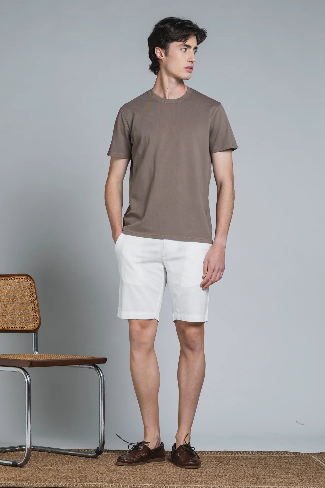 JOSHUA T-SHIRT IN PIQUET STRETCH BROWN