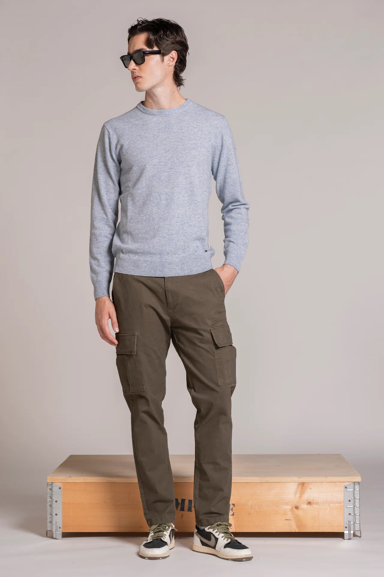 CHARLIE SWEATER IN LAMBSWOOL SKY MELANGE