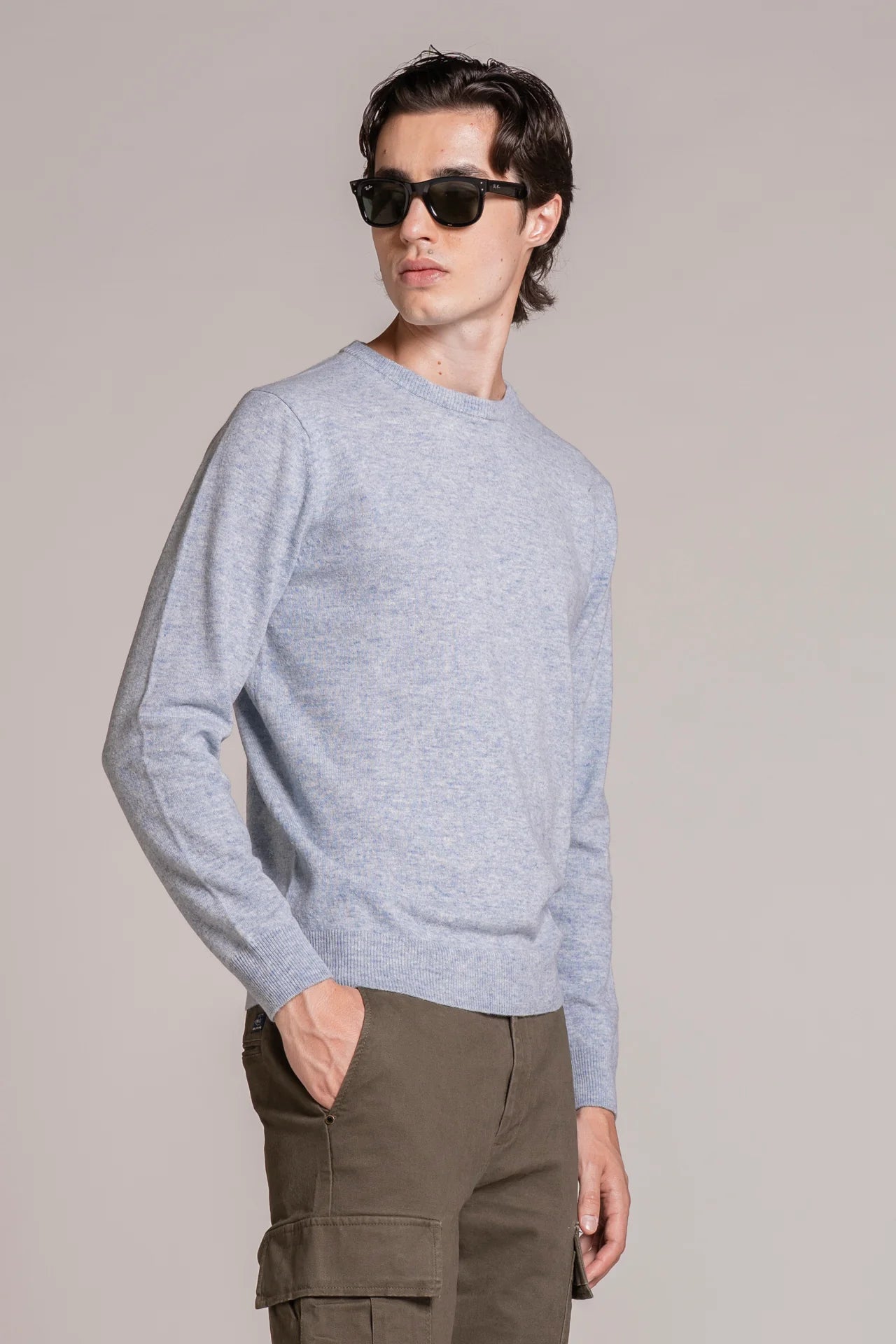 CHARLIE SWEATER IN LAMBSWOOL SKY MELANGE