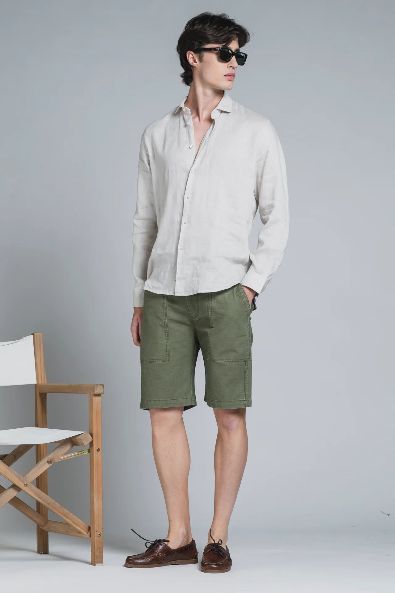 SHORTS FATIGUE IN COTONE GREEN