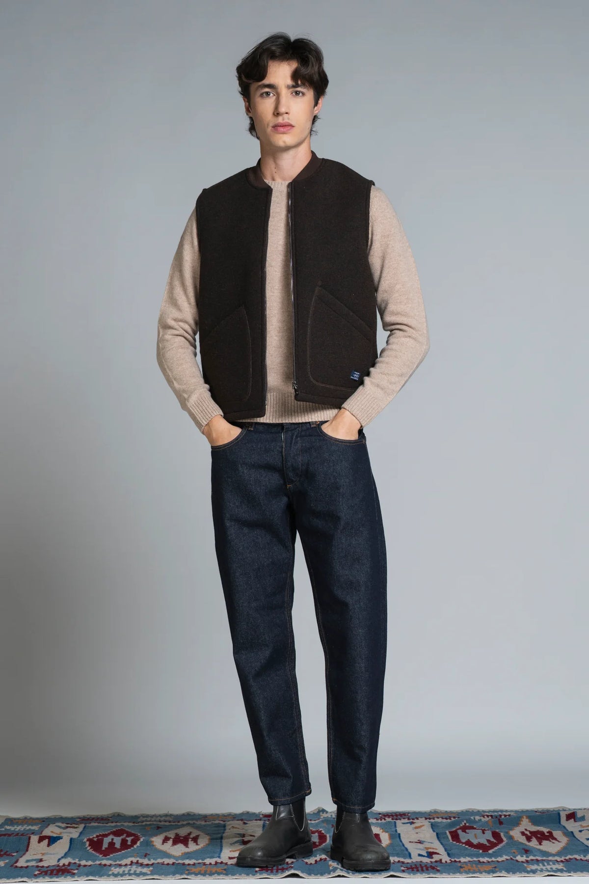 IMPURE TERRY GILET IN LANA COTTA BROWN