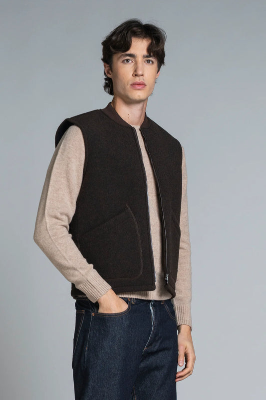 IMPURE TERRY GILET IN LANA COTTA BROWN