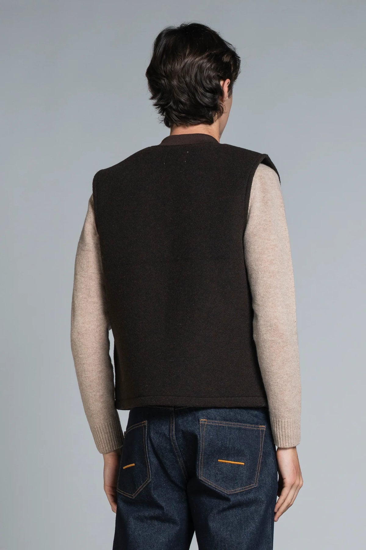 IMPURE TERRY GILET IN LANA COTTA BROWN