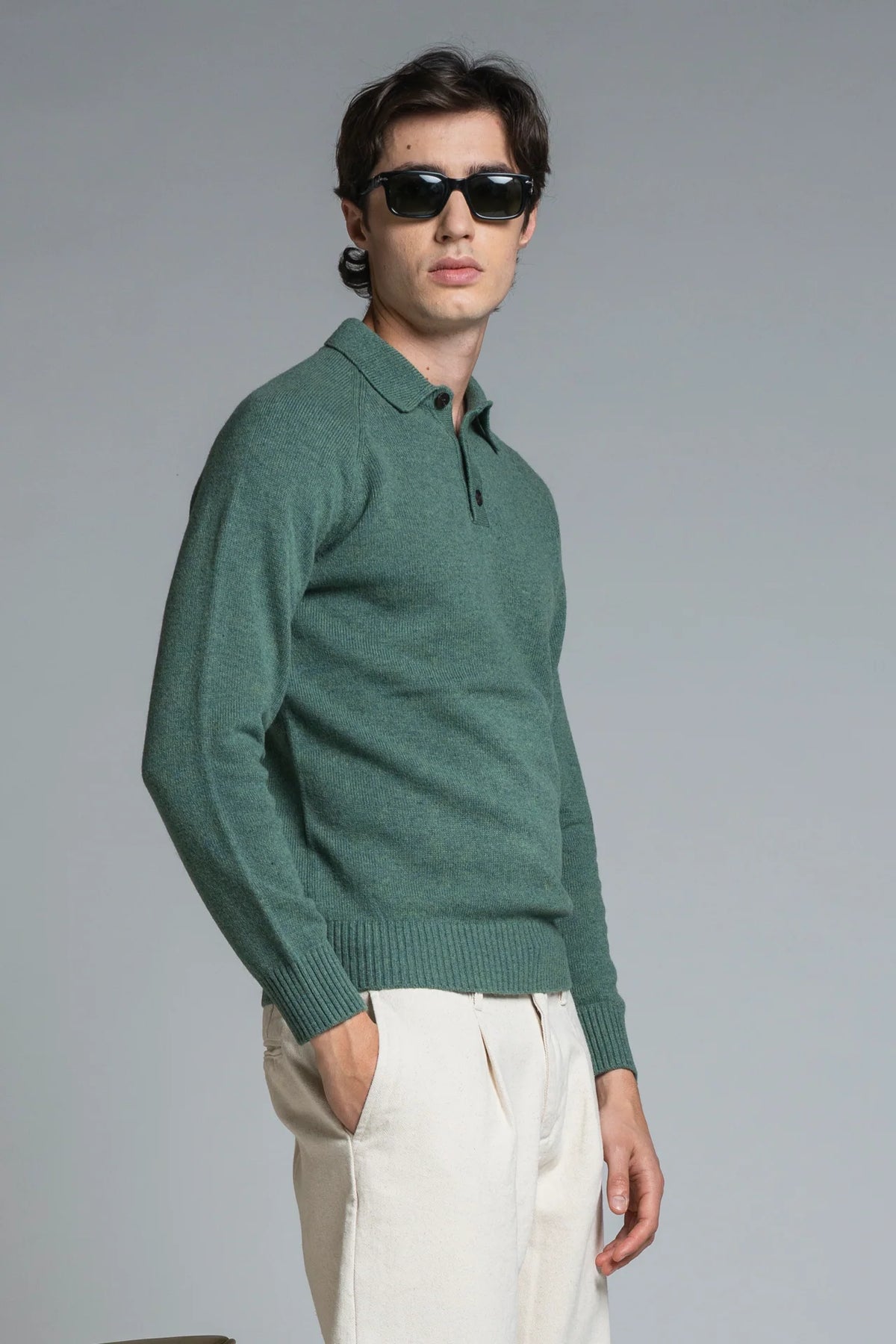 IMPURE COLIN POLO IN LAMBSWOOL GLASS GREEN