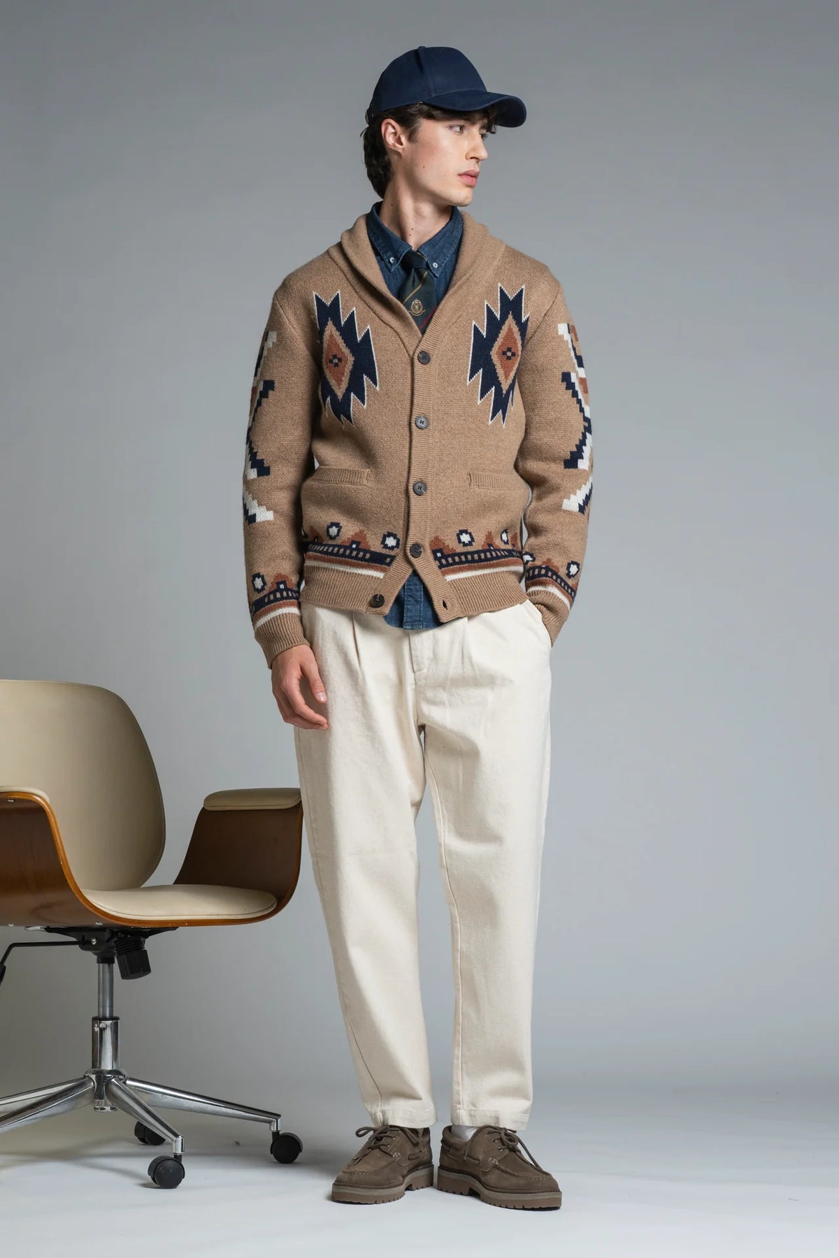 IMPURE SAWYER CARDIGAN SCIALLATO NAVAJO IN LAMBSWOOL BEIGE