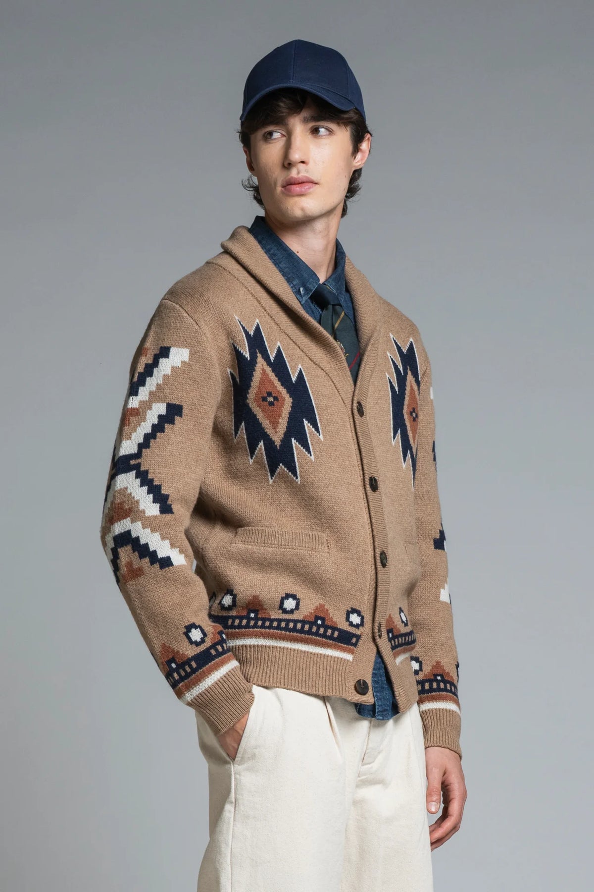 IMPURE SAWYER CARDIGAN SCIALLATO NAVAJO IN LAMBSWOOL BEIGE