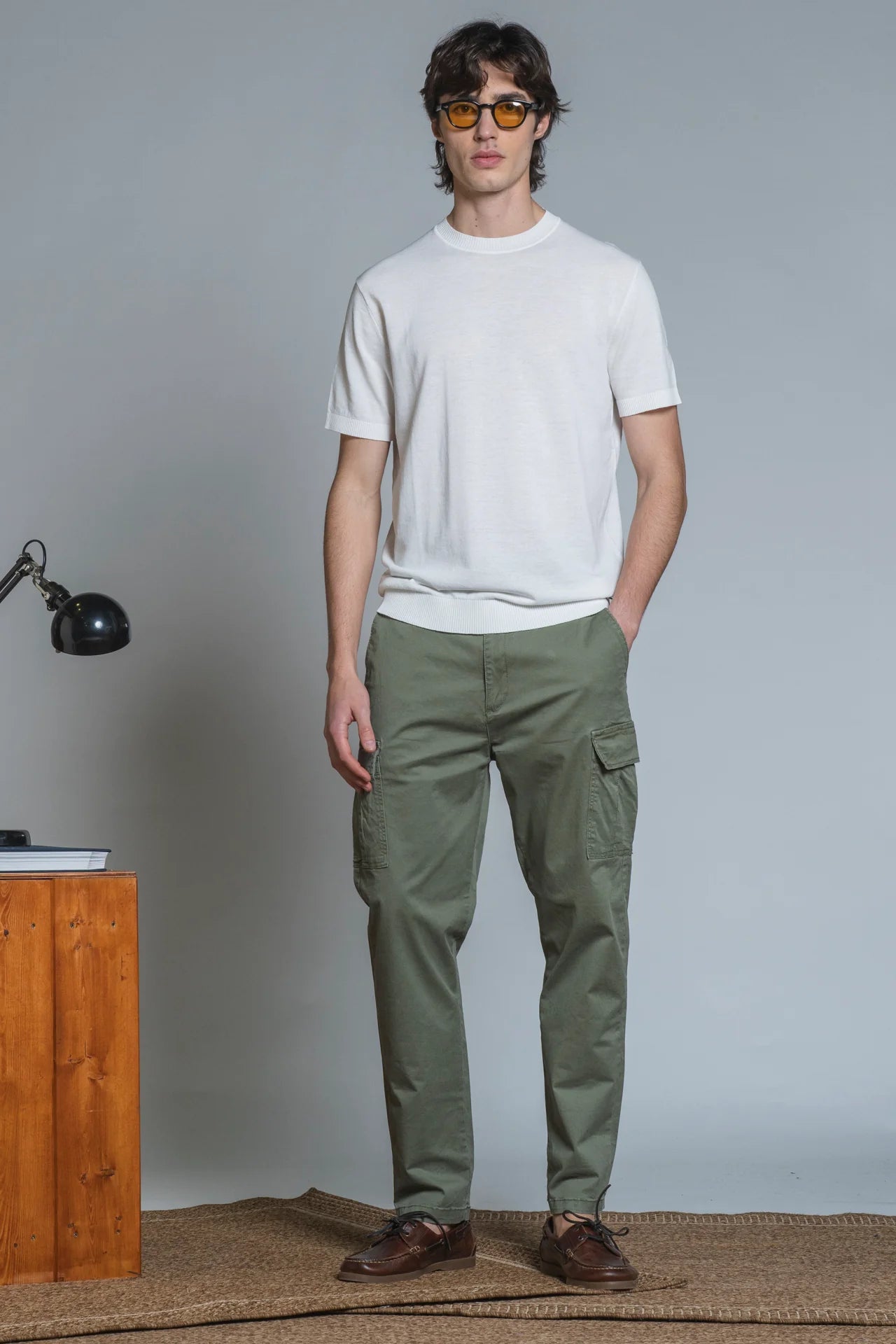 SAMUEL T-SHIRT IN COTONE CREPE OFF WHITE