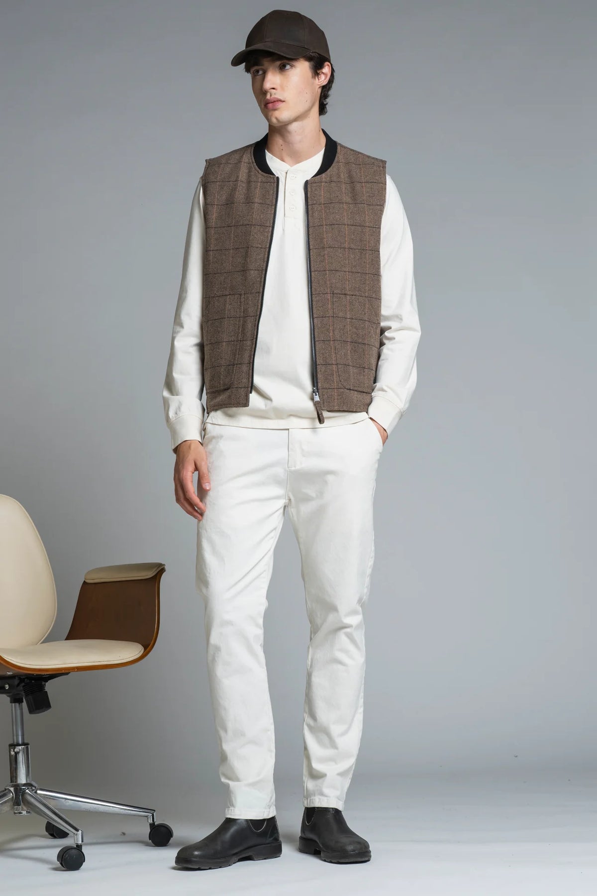 IMPURE GILET REVERSE IN CHECK MIXED WOOL