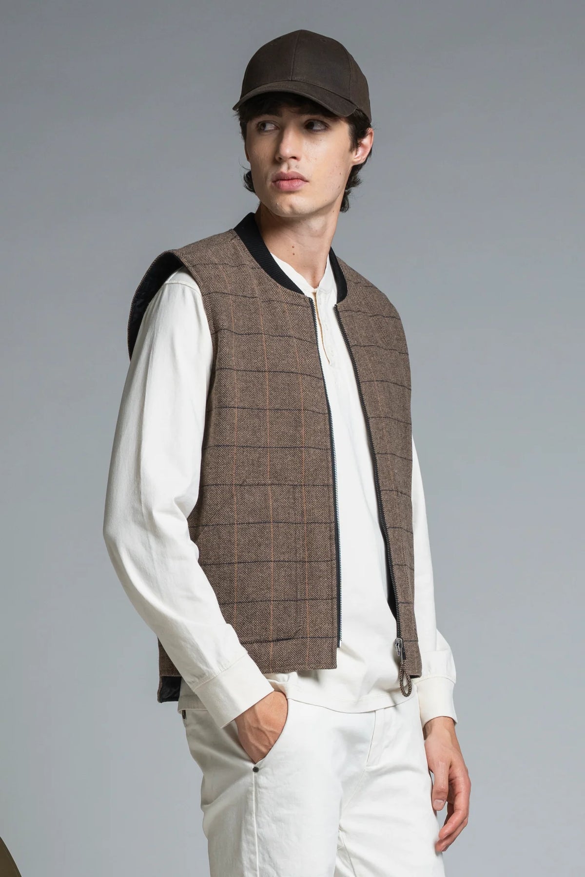IMPURE GILET REVERSE IN CHECK MIXED WOOL