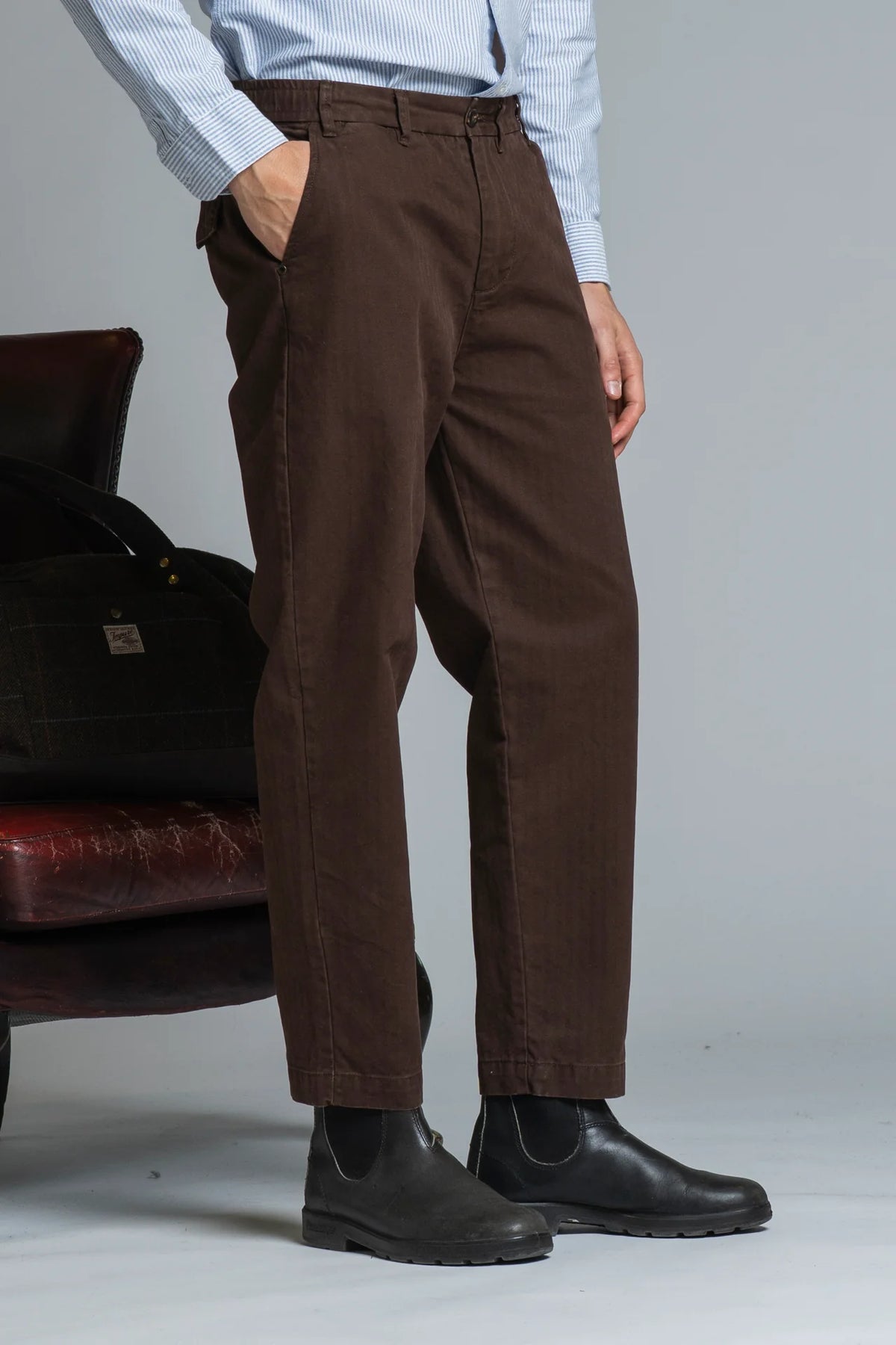 IMPURE PANTALONE CHINO THEO IN HERRINGBONE