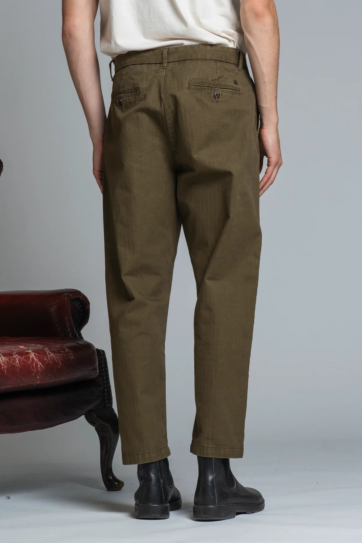 IMPURE PANTALONE KYSON PINCES LUNGA IN HERRIGBONE MUD