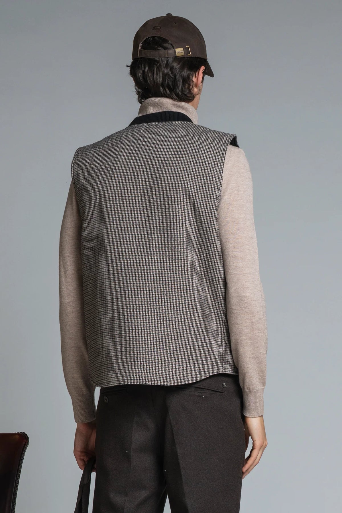 IMPURE GILET IN PIED DE POULE REVERSE IN MIXED WOOL