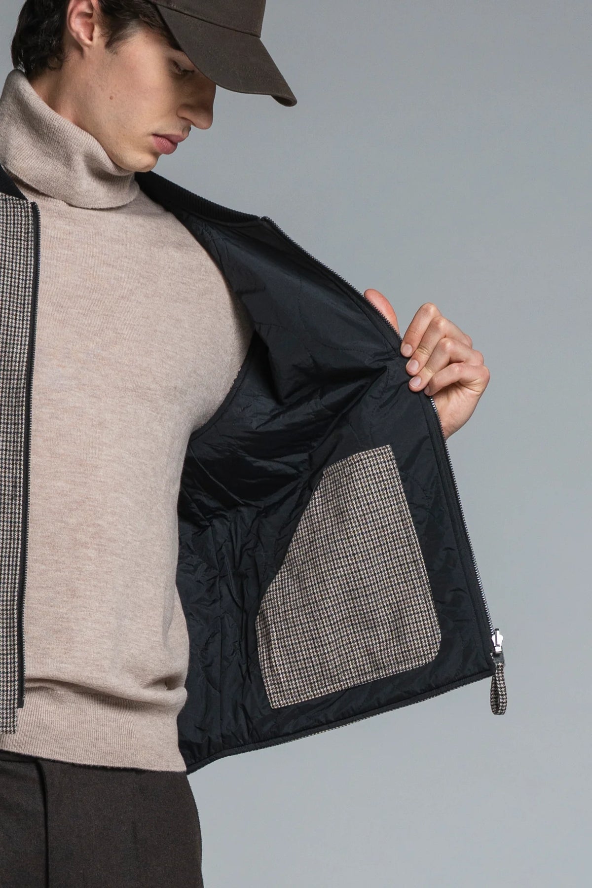 IMPURE GILET IN PIED DE POULE REVERSE IN MIXED WOOL
