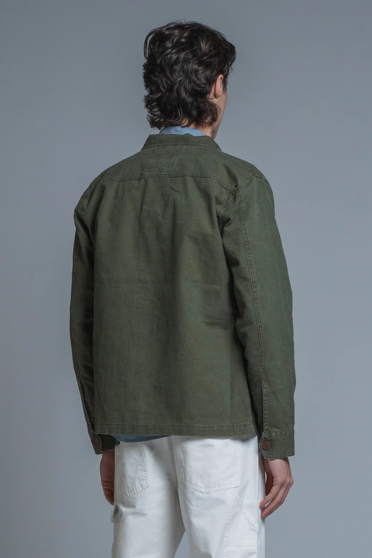 ETIENNE CPO JACKET IN CANVAS VERDE MILITARY