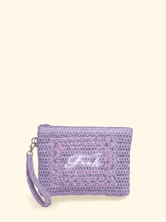 MINI POCHETTE F**K LILLA IN RAFIA