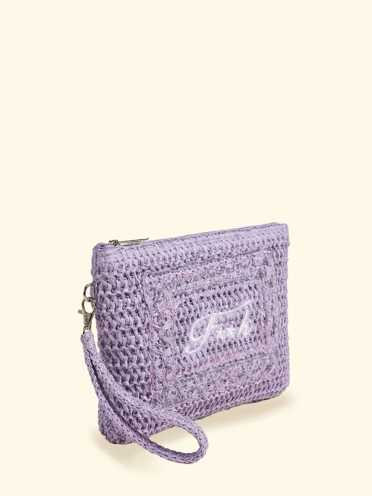 MINI POCHETTE F**K LILLA IN RAFIA