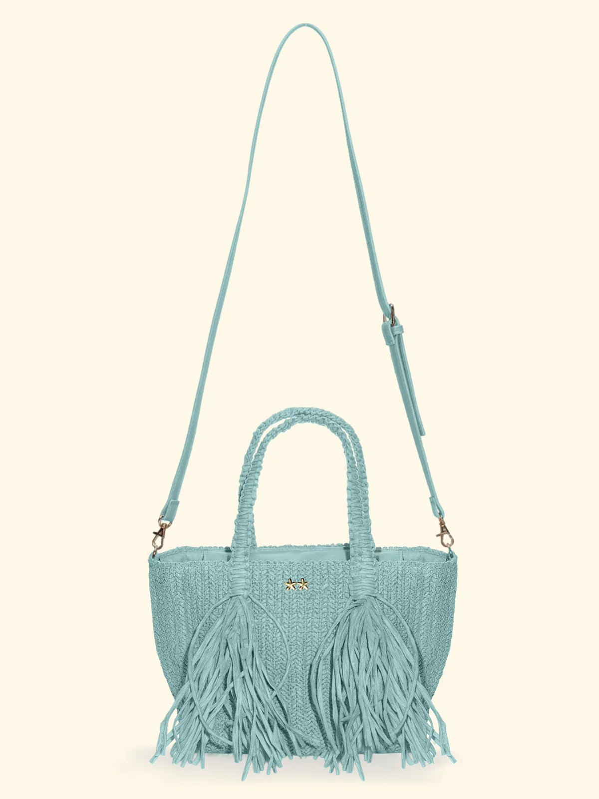 MINI BAG F**K VERDE ACQUA IN RAFIA