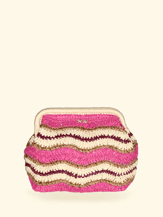 CLUTCH F**K FUCSIA IN RAFIA
