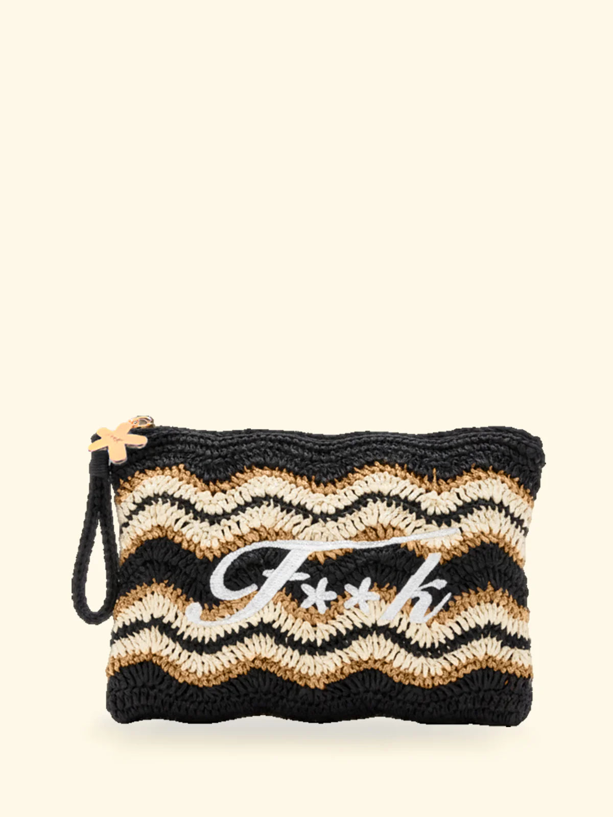MINI POCHETTE F**K IN RAFIA NERA BICOLOR