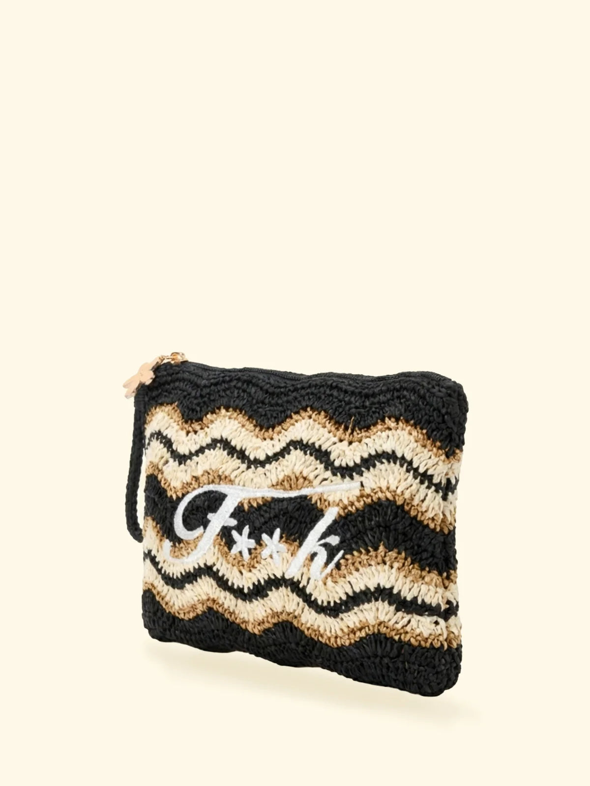 MINI POCHETTE F**K IN RAFIA NERA BICOLOR