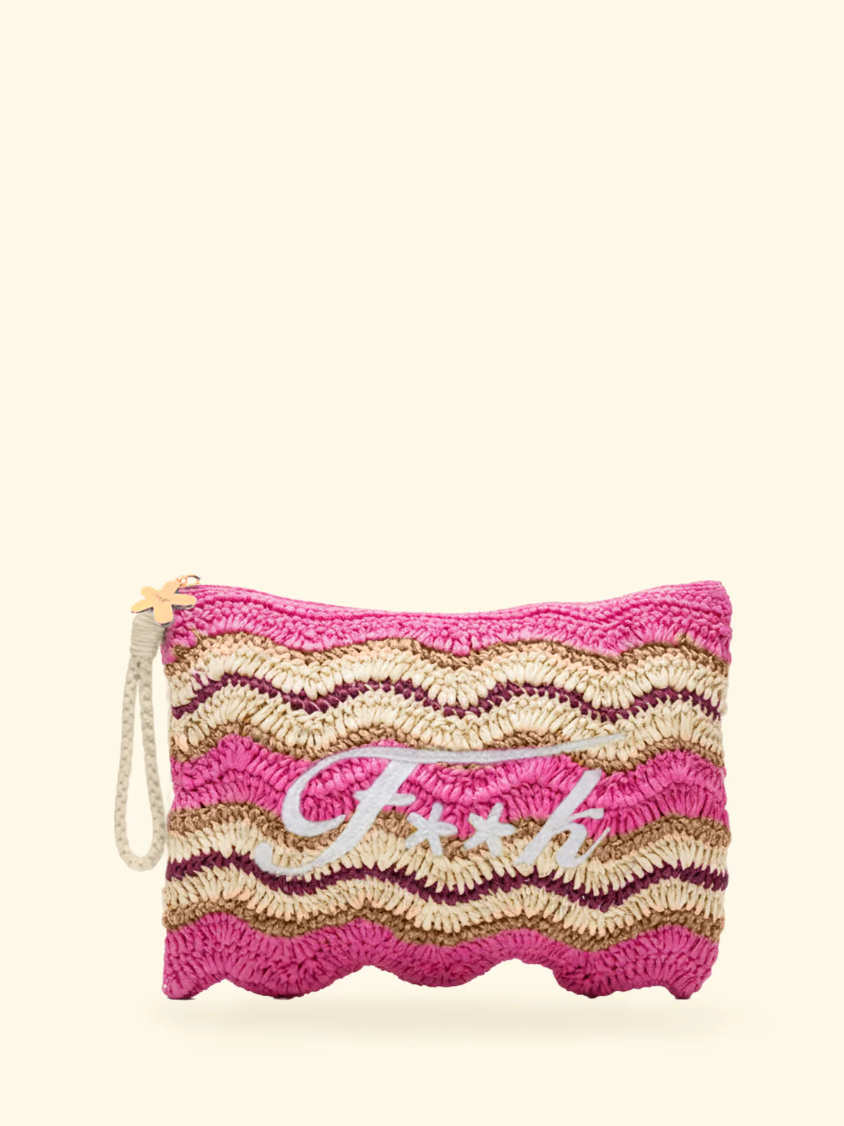 MINI POCHETTE F**K IN RAFIA FUCSIA BICOLOR