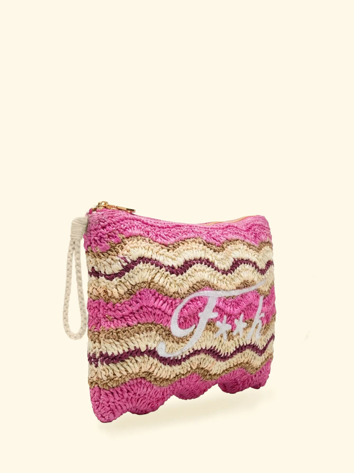 MINI POCHETTE F**K IN RAFIA FUCSIA BICOLOR