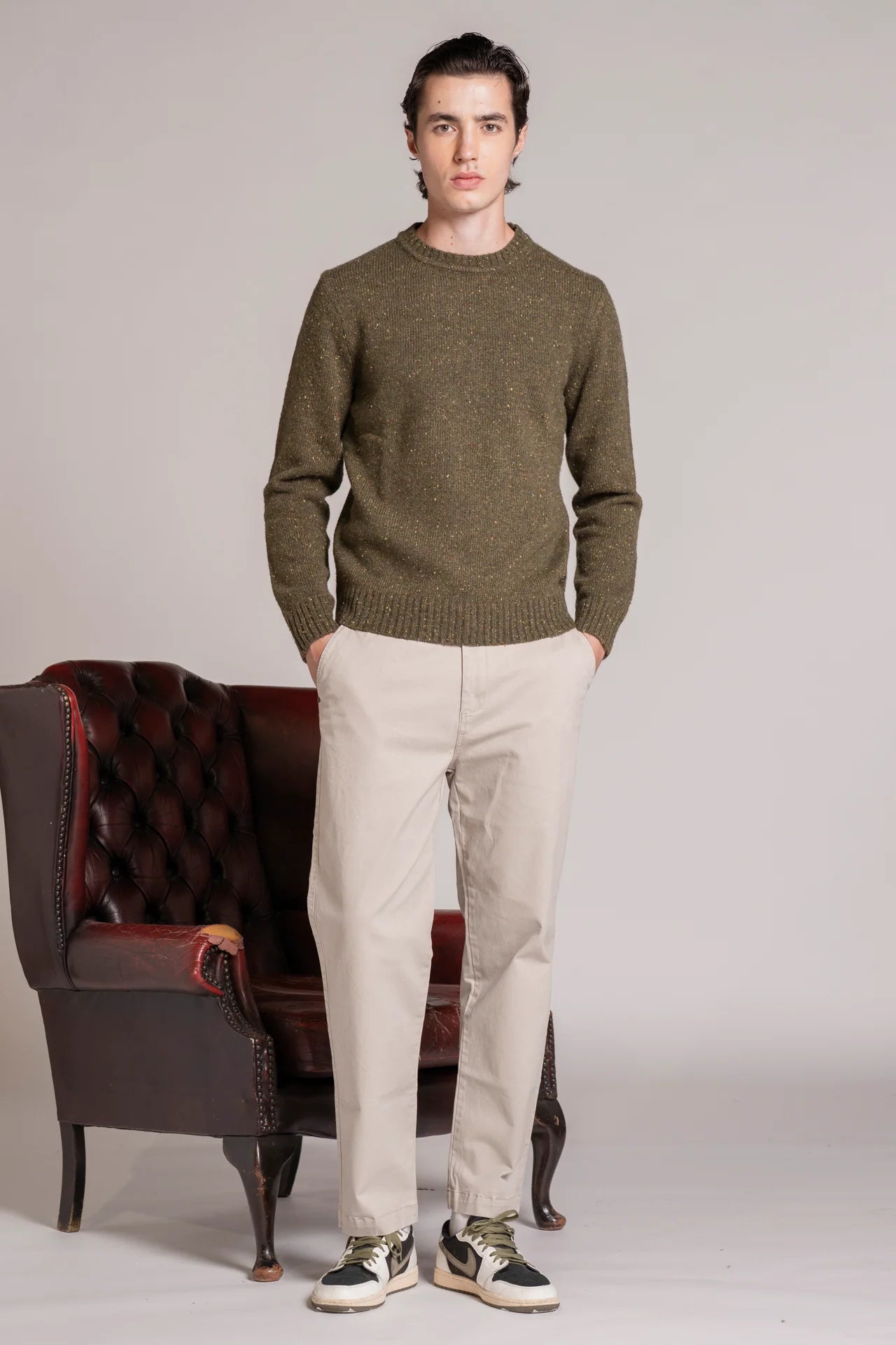 GEORGE SWEATER IN MOULINE' GREEN