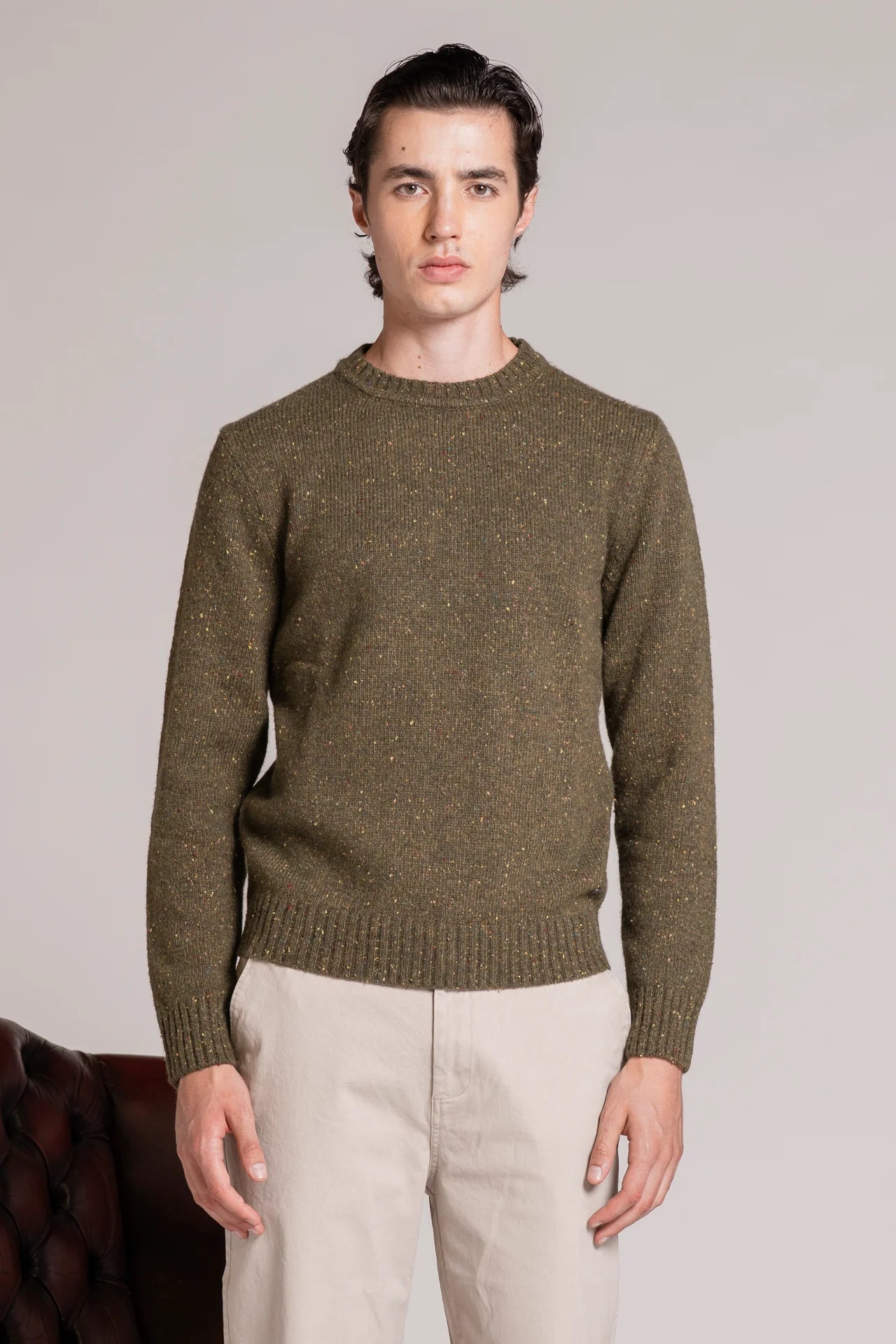 GEORGE SWEATER IN MOULINE' GREEN