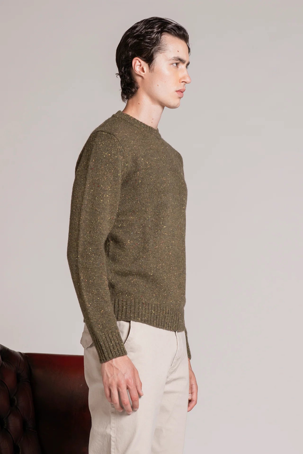 GEORGE SWEATER IN MOULINE' GREEN