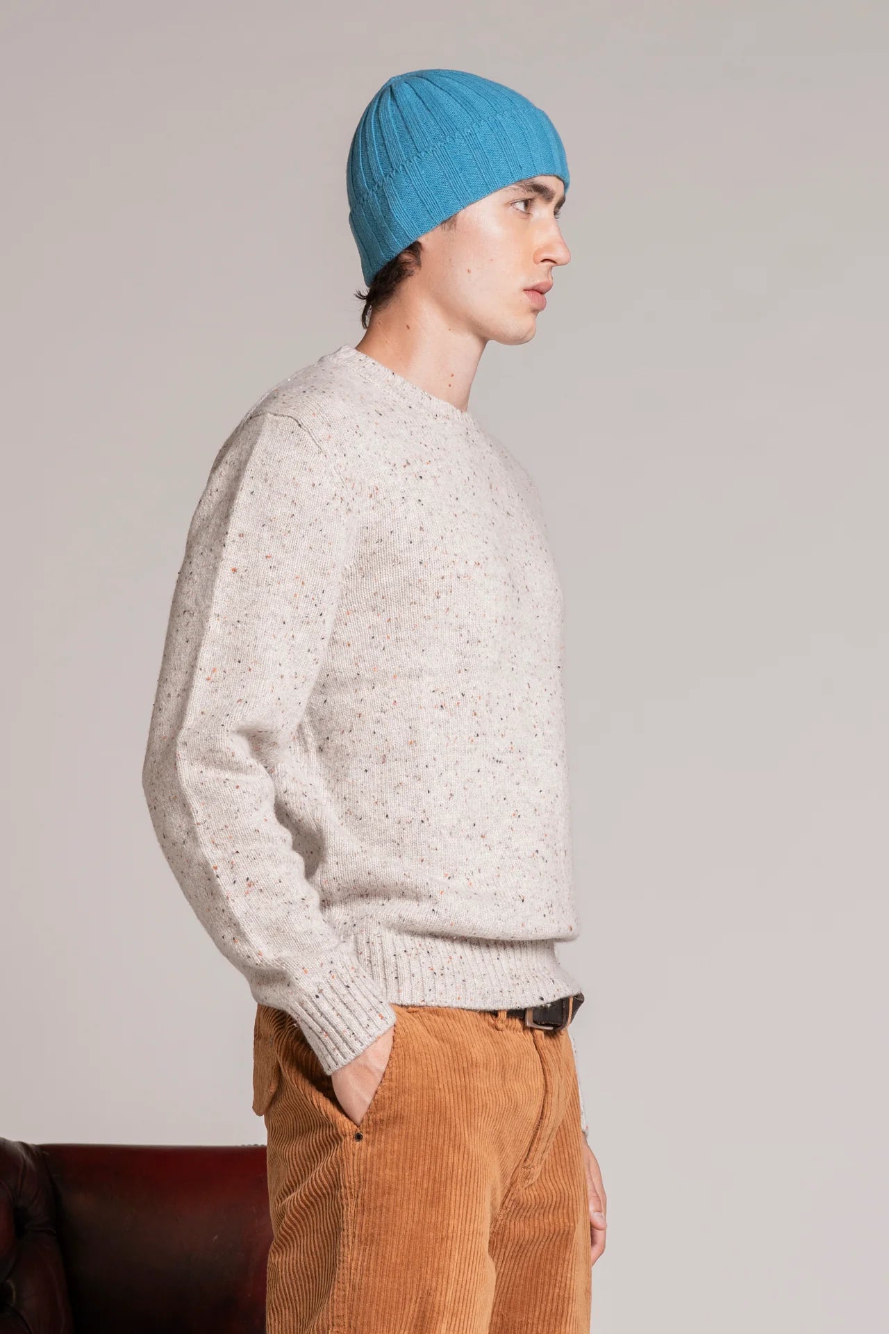 GEORGE SWEATER IN MOULINE' BEIGE