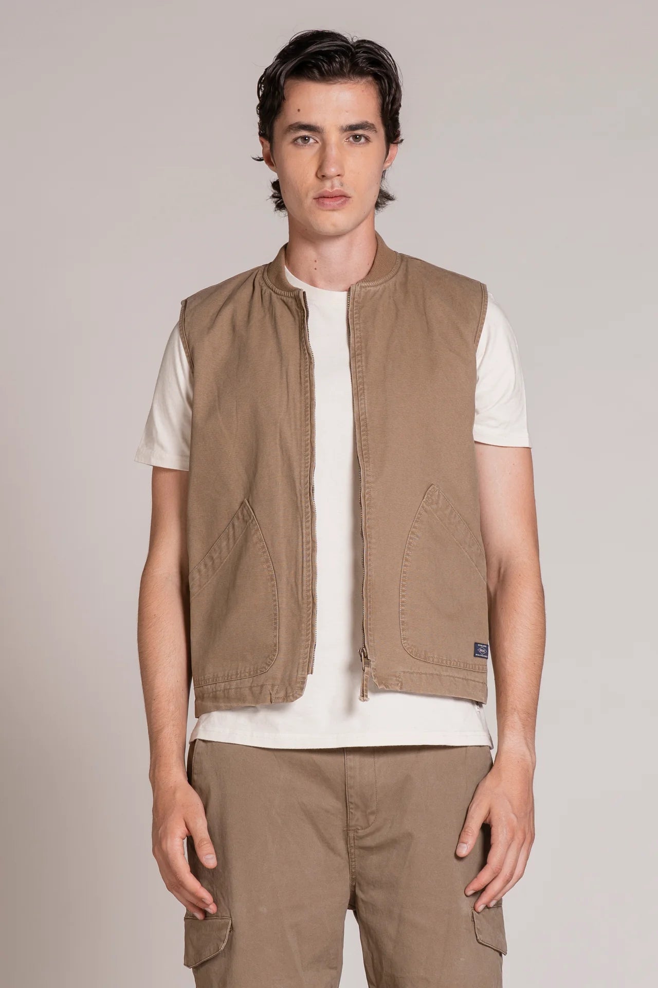 TEERY GILET IN CANVAS KAKI