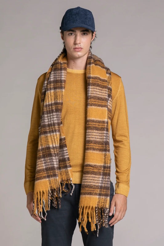 HERMAN SCIARPA FRANGE  CHECK YELLOW