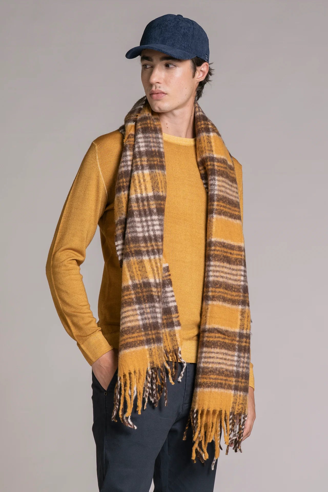 HERMAN SCIARPA FRANGE  CHECK YELLOW