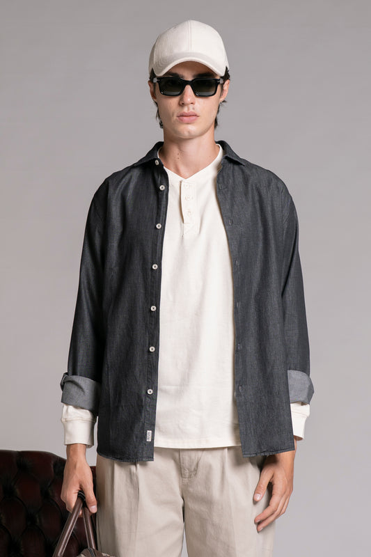 RILEY CAMICIA IN DENIM BLACK