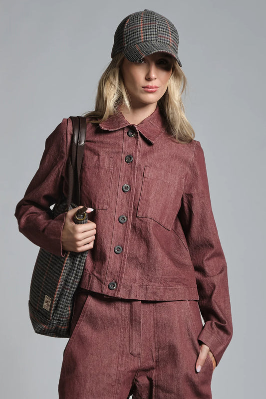 IMPURE JASH JACKET IN TWILL STRETCH BURGUNDY